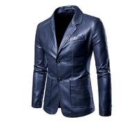 Veste Blazer en Cuir pour Homme Formel Vestes de Costume en Cuir Blouson Motard en Cuir Artificiel Élégant Blazers Décontractés Veste Mariage d'affaires Business Soirée Costumes et Vestes de Smoking