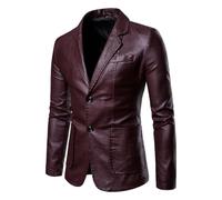 Veste Blazer en Cuir pour Homme Formel Vestes de Costume en Cuir Blouson Motard en Cuir Artificiel Élégant Blazers Décontractés Veste Mariage d'affaires Business Soirée Costumes et Vestes de Smoking