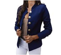 Veste Blazer Femme Chic Élégant OL à Manches Longues Avant Ouverte Blazer Boutons Veste Costume Slim Fit Veste Tailleur Cintrée Habillée Costume Jacket Manteau