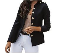 Veste Blazer Femme Chic Élégant OL à Manches Longues Avant Ouverte Blazer Boutons Veste Costume Slim Fit Veste Tailleur Cintrée Habillée Costume Jacket Manteau