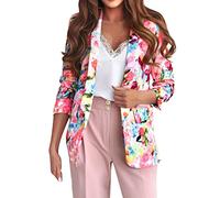 Veste Blazer Femme - Femmes Mode décontracté Multicolore imprimé Costume et Pantalon Long tempérament Pantalon Costume Manteau Matelassé Long Hiver