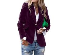 Veste Blazer Femme Veste Blazer en Velours pour Femme Manches Longues Revers Cranté Bouton Veste De Costume De Luxe Élégante Coupe Cintrée Manteau sur Mesure Bureau Automne Décontracté Affaire