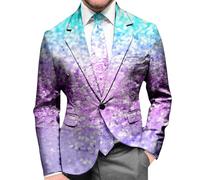 Veste Blazer Homme avec Bouton Paillettes Carnaval Costume Col Châle Slim Fit Blazer De Loisirs Élégant Scintillante Veste De Smoking Fête Costumée Festives Soirée Costume Manteau