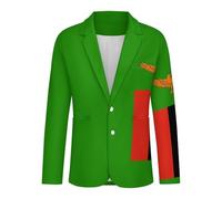 Veste Blazer Homme Décontractée Coupe Classique Revers Cranté Style Business Et Sport Imprimé Drapeau Zambien Coupe Slim Boutons Veste De Costume Taille 3XL