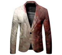 Veste blazer pour homme - Veste d'Halloween pour homme - Blazer horreur moche - Chemisier imprimé - Haut effrayant - Léger - Vêtement festif - Costume de cosplay pour homme, a kaki, L