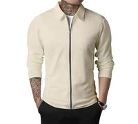 Veste Blousons Hommes Revers À Manches Longues Veste Manteau Texture Zipper Placket Slim Fit Solide Couleur Cardigan Outwear M Kaki