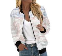 Veste bomber décontractée légère à manches longues pour femme - Coupe-vent - Printemps et automne - Avec poches, 1C-Rose, XL