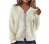 Veste Bomber Femme Blouson Court Décontracté Pilote à Manches Longues Zippé Manteau Léger Sweatjacke LéGer Fluide Vestes Femmes Chic et Elegant Cardigan Ample Confortable Manteau Pas Cher