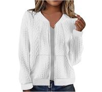 Veste Bomber Femme Blouson Court Décontracté Pilote à Manches Longues Zippé Manteau Léger Sweatjacke LéGer Fluide Vestes Femmes Chic et Elegant Cardigan Ample Confortable Manteau Pas Cher