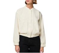 Veste bomber femme Pieces Annie courte blanche - coupe classique, fermeture boutonnée L
