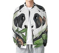 Veste Bomber Homme Imprimée 3D Panda Bambou, Blouson Léger à Fermeture Éclair, Style Graffiti Mignon Décontracté Mi-Saison, Coupe Vent pour Printemps Automne, S-5XL