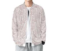 Veste Bomber Homme Imprimée 3D Rayures, Blouson Léger à Fermeture Éclair, Style Country Classique Décontracté Mi-Saison, Coupe Vent pour Printemps Automne, S-5XL