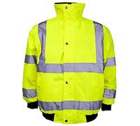 Veste bomber imperméable à manches longues pour enfant avec fermeture éclair haute visibilité, jaune, 10-12 ans