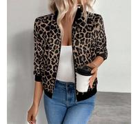 Veste bomber imprimé léopard dernière collection Keke Bloomly pour femmes, fermeture éclair en métal, col baseball, manches longues, coupe régulière, vêtement extérieur léger, toutes saisons L,M,S,XL,