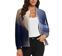 Veste bomber pour femme - Manteau court - Col montant - Fermeture éclair - Veste d'aviateur - Veste de transition - Veste de sport ample - Veste de motard - Manches longues - Veste universitaire avec
