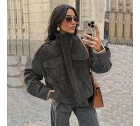 Veste bomber pour femmes, manteau à manches longues, veste boutonnée, veste bomber zippée, Top de style de rue, automne/hiver L,M,S,XSUnicoloreTissu tissé