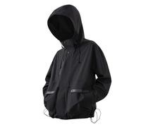 Veste bomber pour homme - Imperméable et respirante - Léger - Pliable - Coupe-vent - Pour vélo, activités de plein air et utilisation toutes saisons - Veste demi-saison avec poches latérales, Noir , L