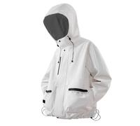 Veste bomber pour homme - Imperméable et respirante - Léger - Pliable - Coupe-vent - Pour vélo, activités de plein air et utilisation toutes saisons - Veste demi-saison avec poches latérales, Blanc