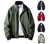 Veste bomber pour homme - Style décontracté - Mince - Léger - Manches longues - Fermeture éclair intégrale - Coupe confortable - Coupe-vent, Noir , 4X-Large