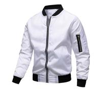 Veste Bomber Printemps Été Homme Grande Taille Imperméable Blouson Coupe Vent Baseball en Jean Blousons Running Casual Softshell Longue Bombers Blanc M