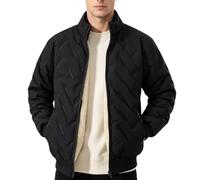 Veste bomber rembourrée en polaire sans capuche avec fermeture éclair | Doudoune matelassée isolante à col montant - Veste bomber décontractée chaude et rembourrée - Version tendance et légère