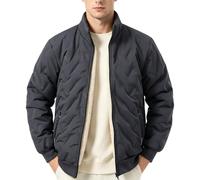 Veste bomber rembourrée en polaire sans capuche avec fermeture éclair | Doudoune matelassée isolante à col montant - Veste bomber décontractée chaude et rembourrée - Version tendance et légère