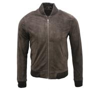 Veste Bomber Varsity En Cuir Suède De Chèvre Marron Rétro Pour Hommes