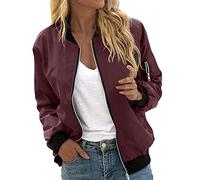 Veste Bombers Femme mi Saison Blouson Court Zippé Léger Pilote à Manches Longues Printemps Été Aviateur Outwear Jacket Sport Manteau S-3XL