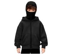 Veste Cagoule à Capuche intégrée Unisexe pour Enfants Garçons Filles Fermeture éclair avec Masque Facial Légère à Manches Longues Pull Sweat à Capuche Coupe-Vent Décontracté Hiver Chaud Manteau