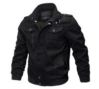 Veste cargo militaire pour homme - Veste bomber intelligente et décontractée - Manteau coupe-vent à col montant - Veste coupe-vent avec plusieurs poches - Manteau chaud et léger pour l'automne et
