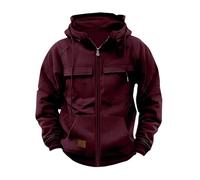 Veste cargo pour homme, veste bomber de moto style cowboy occidental, vêtements d'extérieur de couleur unie, sweat à capuche avec cordon de serrage avec plusieurs poches, sweat-shirt d'hiver