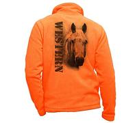 Veste Cavalier Polaire Orange personnalisé avec Un Cheval Quarter Horse - vêtement Cavalier Taille M