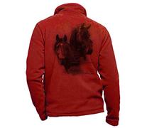 Veste cavalier polaire rouge personnalisé avec un cheval noir - vêtement cavalier taille M