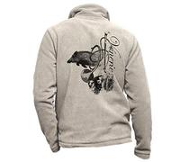 Veste Chasse Polaire Beige personnalisé avec Un Sanglier, Chiens et vénerie - vêtement Chasse Taille M