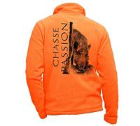 Veste Chasse Polaire Orange personnalisé avec Un Sanglier, Chasse Passion - vêtement Chasse Taille M
