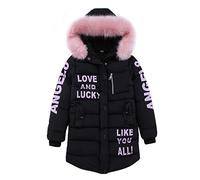 Veste chaude à capuche pour enfants en coton rembourré imitation hiver pour filles filles manteau et veste coupe-vent pour petites filles, Noir , 7-8 ans