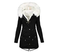 Veste Chaude d'hiver pour Femmes Manteau à Capuche Hiver éPaissir Parka Polaire Chaude en Peluche Blousons avec Fermeture à Glissière et Bouton Doudoune S-3XL