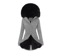 Veste Chaude d'hiver pour Femmes Manteau à Capuche Hiver éPaissir Parka Polaire Chaude en Peluche Blousons avec Fermeture à Glissière et Bouton Doudoune Veste Femme Chic et Elegant S-3XL