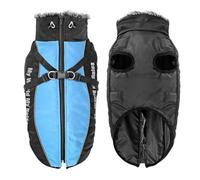 Veste Chaude Et Imperméable pour Grands Chiens, Col Haut, Doublée De Polaire, avec Harnais À Fermeture Éclair, pour Lévriers, Labradors, Bergers Allemands,Bleu,4XL