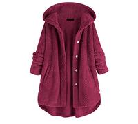 Veste Chaude Femme Polaire à Capuche Manteau Hiver Blouson Mi Saison Comfy Hooded Sweatshirt Manteaux d'hiver Grand Taille Cardigan Doux Chic et Élégant à Manches Longues Button Outwear avec Poche