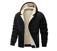 Veste Chaude Homme De Travail Hiver Chaud Matelassé en Cuir Manteau Classe Zippé Coupe Vent pour Camping Blousons Polaire Duvet Parka Imperméable