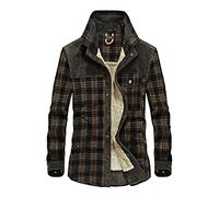 Veste Chaude Homme Manteau en Laine à Carreau - Doudoune, Chemise, Blouson en Cuir - Blanc, Beige