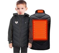 Veste Chauffant Enfant sans Manche GarçOn Fille Veste Enfant Chaud LéGer Doudoune Hiver, Gilet éLectrique USB avec 2 Zones de Chauffage Gilet Chauffant Lavable pour Ski en Plein Air Camping