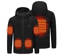 Veste Chauffante à Capuche, Homme Doudoune à Capuche Veste Chaude avec 3 Niveaux de Chauffage,Interface USB,Hommes Femmes Hiver Manteaux Imperméable Coupe-Vent Hiver Chaud Épais Manteau pour Ski