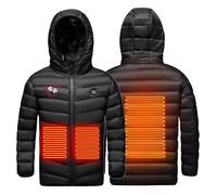 Veste Chauffante Doudoune Garçons Filles USB Gilet Chauffant Imperméabiliser Enfants avec Plusieurs Zones de Chauffage Manches Longues-Lavable en Machine-Hiver Vêtement-Charge USB
