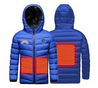 Veste Chauffante électrique USB Enfants Garçons Filles avec 3 Zones de Chauffage et Température Réglable Sur 3 Niveaux Costume avec Manches Longues et Capuche pour Camping Ski