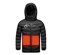 Veste Chauffante Enfant Garçons et Filles USB à Capuche avec Zips- 3 Températures Réglables - Manches Longues - Gilet Chauffant Vêtement Lavable Doudoune Chasse Enfants Hiver 4-15 ans