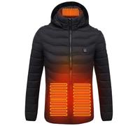 Veste Chauffante Femme Manche Longue Thermique Manteau Chauffant Femme Capuche Doudoune Chauffante comme des Loups Manteaux d'hiver Chaud pour La Chasse en Plein Air, Ski, PêcheL'extérieur (Black, L)