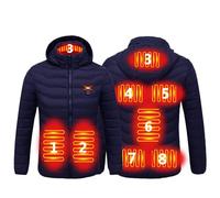 Veste Chauffante Femme Manche Longue Thermique Manteau Chauffant Femme Capuche Doudoune Chauffante comme des Loups Manteaux d'hiver Chaud pour La Chasse en Plein Air, Ski, PêcheL'extérieur (Blue, S)