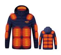 Veste Chauffante Femme Manteau Chauffant Homme à Capuche Manches Longues Hiver Chaud Chargement USB Chauffe-Body éLectrique Vestes Chauffantes avec 3 Niveaux de Chauffage et 9/11/15/17/19/21/26 Zones